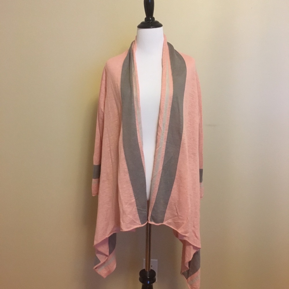 For Lisa -Garnet Hill Open Face Cardigan Pink Gray